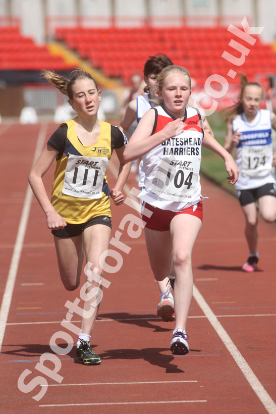 111 Amilia Leslie (Jarrow) and 104 Ellie Mahon (Gateshead), 2011 North East Champs, Gateshead